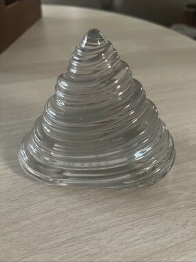 Art Glass Snail/ Shell Swirly Blown Clear Glass Paperweight Smooth Clear Base
